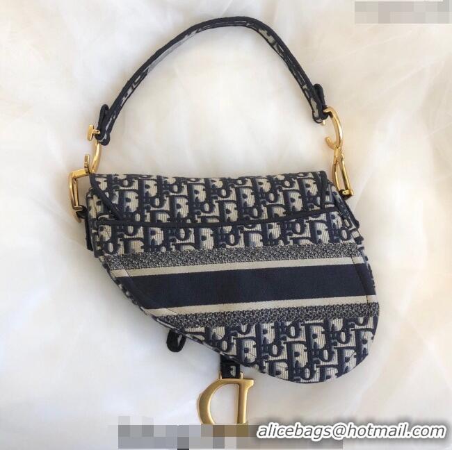 Promotional Dior Medium Saddle Bag in Dior Oblique Jacquard with Logo Band CD8025 Blue 2023