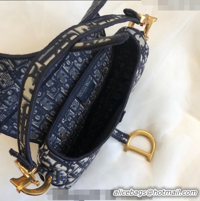 Promotional Dior Medium Saddle Bag in Dior Oblique Jacquard with Logo Band CD8025 Blue 2023