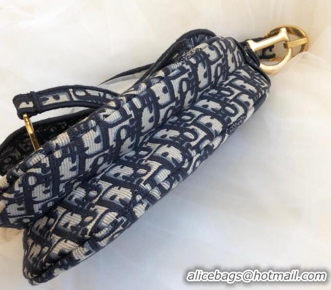 Promotional Dior Medium Saddle Bag in Dior Oblique Jacquard with Logo Band CD8025 Blue 2023