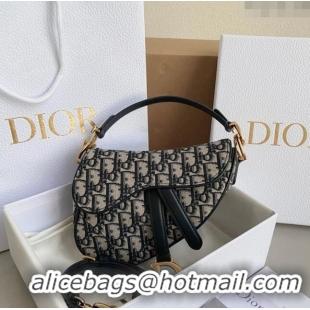 Top Grade Dior Mini Saddle Bag with Strap in Dior Oblique Jacquard CD8026 Blue 2023