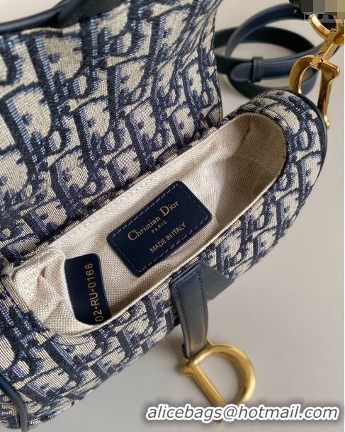 Top Grade Dior Mini Saddle Bag with Strap in Dior Oblique Jacquard CD8026 Blue 2023