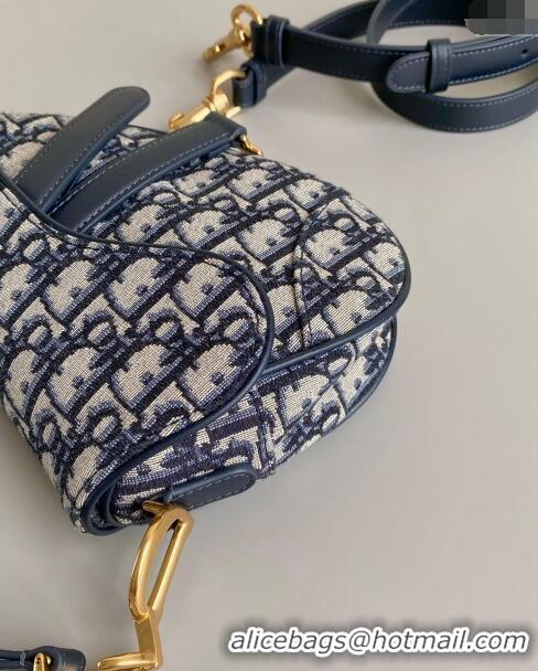 Top Grade Dior Mini Saddle Bag with Strap in Dior Oblique Jacquard CD8026 Blue 2023