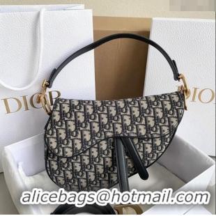 Discount Dior Medium Saddle Bag with Strap in  Dior Oblique Jacquard CD8027 Blue 2023