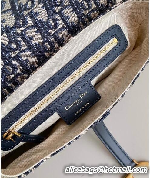 Discount Dior Medium Saddle Bag with Strap in  Dior Oblique Jacquard CD8027 Blue 2023