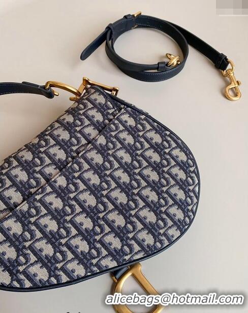 Discount Dior Medium Saddle Bag with Strap in  Dior Oblique Jacquard CD8027 Blue 2023