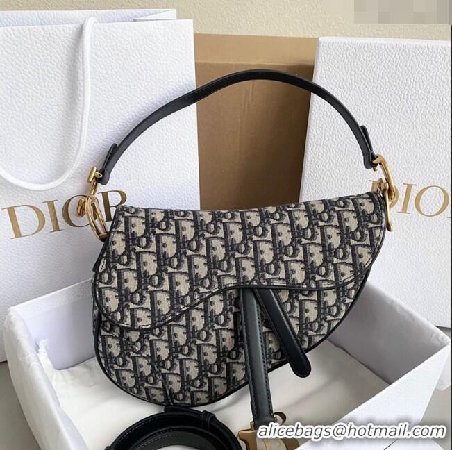 Discount Dior Medium Saddle Bag with Strap in  Dior Oblique Jacquard CD8027 Blue 2023