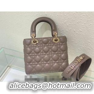 Unique Grade Dior Small Lady Dior My ABCDior Bag in Cannage Lambskin CD8028 Taupe Grey 2023