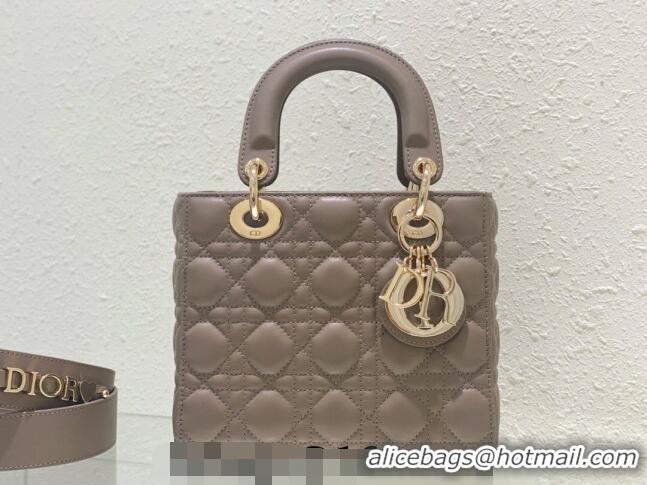 Unique Grade Dior Small Lady Dior My ABCDior Bag in Cannage Lambskin CD8028 Taupe Grey 2023