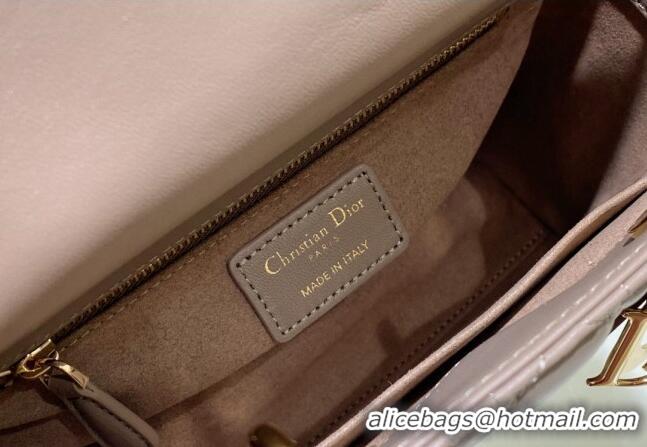 Unique Grade Dior Small Lady Dior My ABCDior Bag in Cannage Lambskin CD8028 Taupe Grey 2023