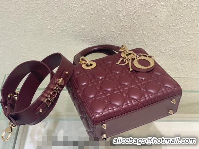 Pretty Style Dior Small Lady Dior My ABCDior Bag in Cannage Lambskin CD8028 Bordeaux 2023