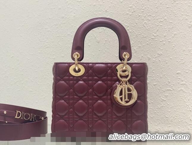 Pretty Style Dior Small Lady Dior My ABCDior Bag in Cannage Lambskin CD8028 Bordeaux 2023