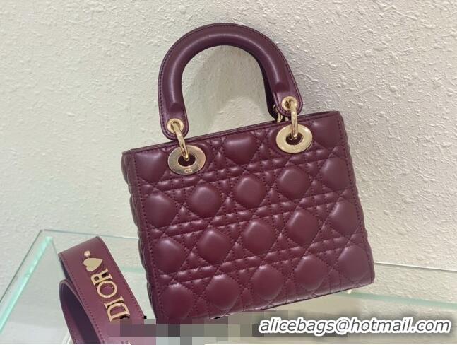 Pretty Style Dior Small Lady Dior My ABCDior Bag in Cannage Lambskin CD8028 Bordeaux 2023