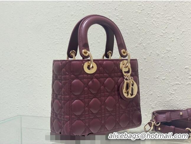 Pretty Style Dior Small Lady Dior My ABCDior Bag in Cannage Lambskin CD8028 Bordeaux 2023