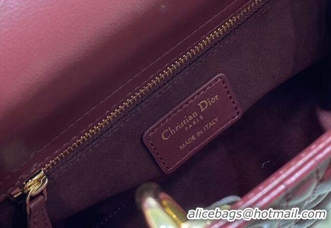 Pretty Style Dior Small Lady Dior My ABCDior Bag in Cannage Lambskin CD8028 Bordeaux 2023