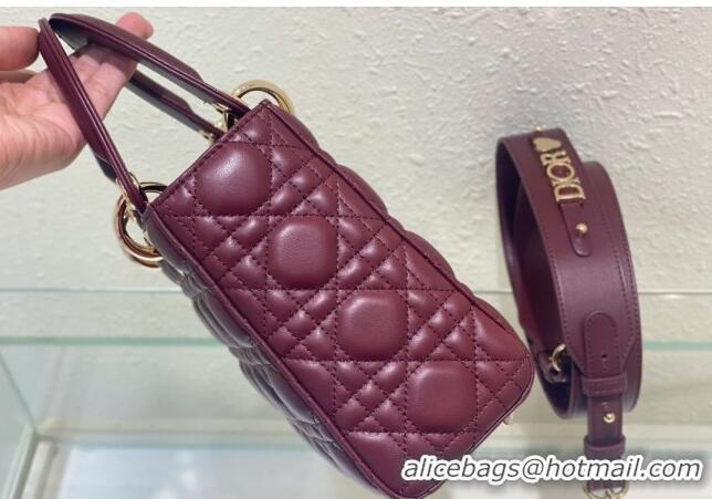 Pretty Style Dior Small Lady Dior My ABCDior Bag in Cannage Lambskin CD8028 Bordeaux 2023