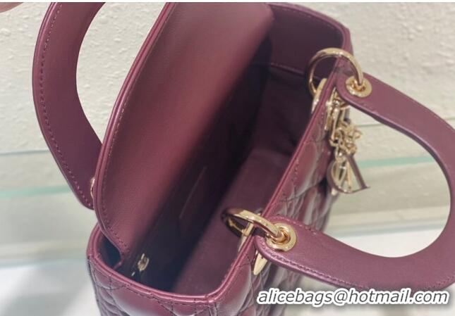 Pretty Style Dior Small Lady Dior My ABCDior Bag in Cannage Lambskin CD8028 Bordeaux 2023