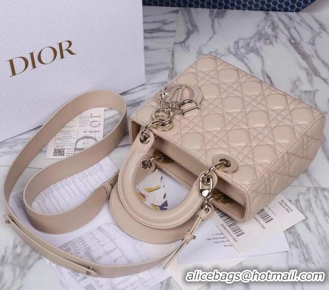 Popular Style Dior Small Lady Dior My ABCDior Bag in Cannage Lambskin CD8028 Nude/Gold 2023