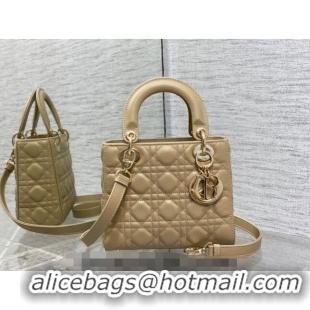 Famous Brand Dior Small Lady Dior Bag in Cannage Grained Calfskin 1228 Apricot 2023