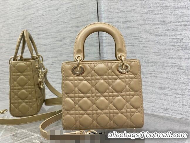 Famous Brand Dior Small Lady Dior Bag in Cannage Grained Calfskin 1228 Apricot 2023