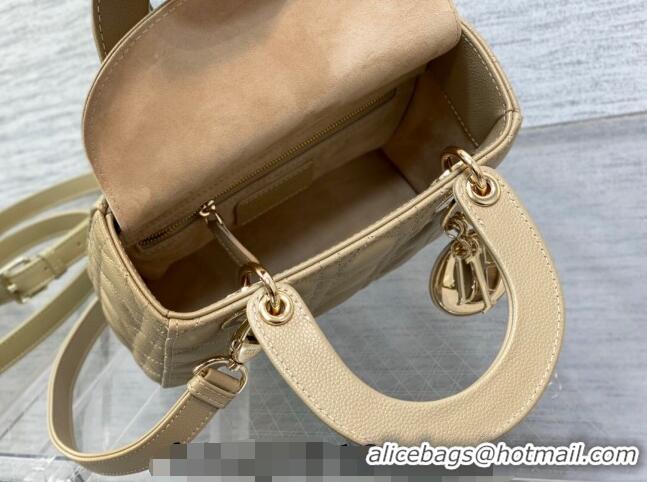 Famous Brand Dior Small Lady Dior Bag in Cannage Grained Calfskin 1228 Apricot 2023