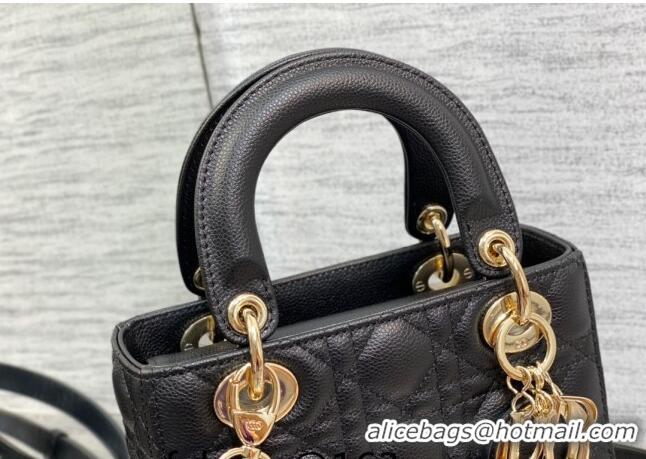 Trendy Design Dior Small Lady Dior Bag in Cannage Grained Calfskin 1228 Black/Gold 2023