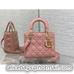 Good Taste Dior Small Lady Dior Bag in Cannage Grained Calfskin 1228 Pink/Gold 2023