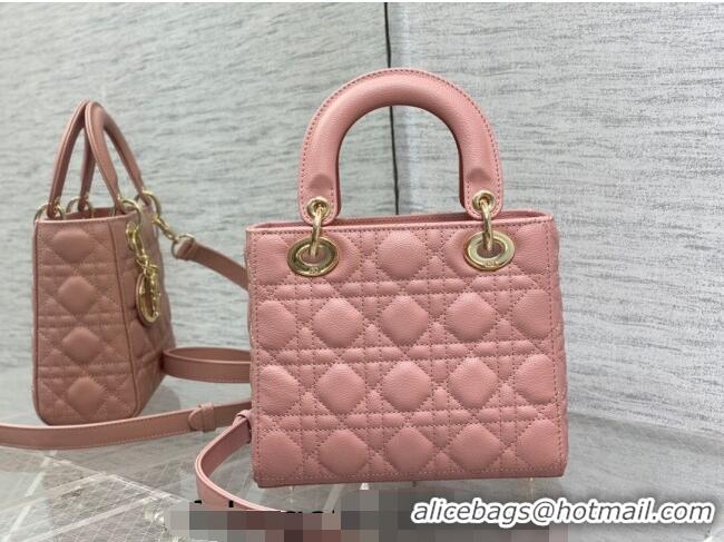 Good Taste Dior Small Lady Dior Bag in Cannage Grained Calfskin 1228 Pink/Gold 2023