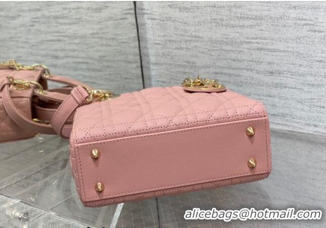 Good Taste Dior Small Lady Dior Bag in Cannage Grained Calfskin 1228 Pink/Gold 2023