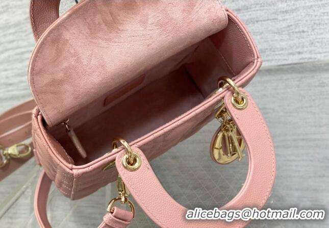 Good Taste Dior Small Lady Dior Bag in Cannage Grained Calfskin 1228 Pink/Gold 2023