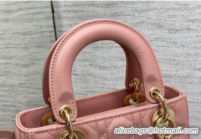 Good Taste Dior Small Lady Dior Bag in Cannage Grained Calfskin 1228 Pink/Gold 2023