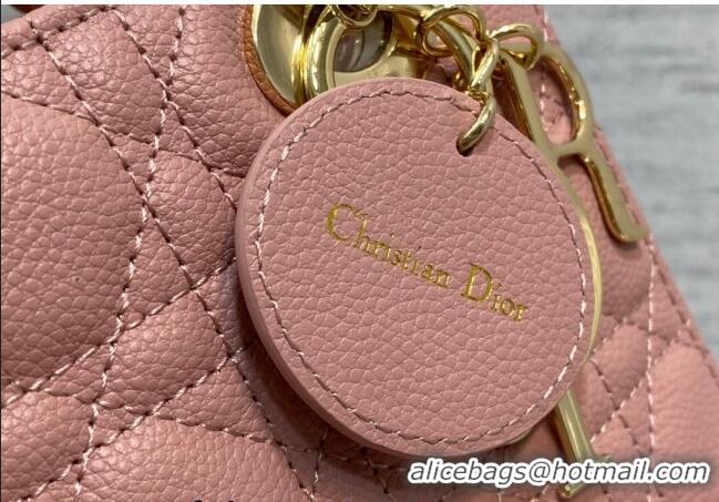 Good Taste Dior Small Lady Dior Bag in Cannage Grained Calfskin 1228 Pink/Gold 2023