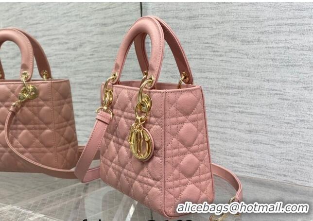 Good Taste Dior Small Lady Dior Bag in Cannage Grained Calfskin 1228 Pink/Gold 2023