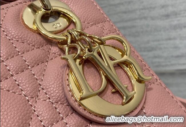 Good Taste Dior Small Lady Dior Bag in Cannage Grained Calfskin 1228 Pink/Gold 2023