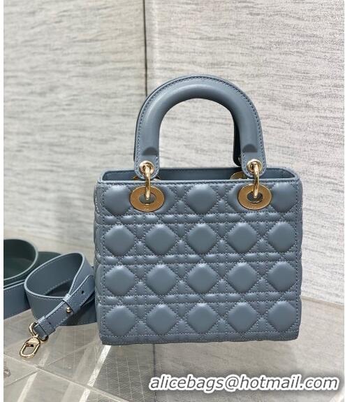 Popular Style Dior Small Lady Dior My ABCDior Bag in Cannage Lambskin CD8028 Dusty Blue 2023