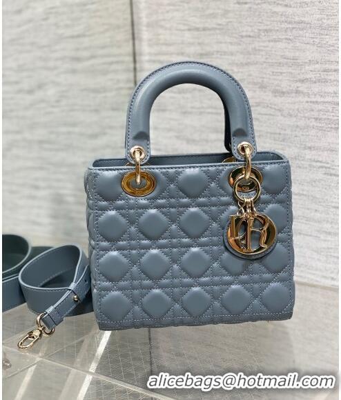 Popular Style Dior Small Lady Dior My ABCDior Bag in Cannage Lambskin CD8028 Dusty Blue 2023