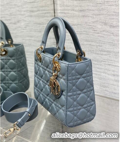 Popular Style Dior Small Lady Dior My ABCDior Bag in Cannage Lambskin CD8028 Dusty Blue 2023