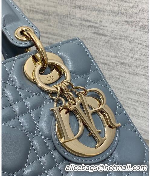 Popular Style Dior Small Lady Dior My ABCDior Bag in Cannage Lambskin CD8028 Dusty Blue 2023