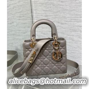 Most Popular Dior Small Lady Dior My ABCDior Bag in Cannage Lambskin CD8028 Light Grey 2023