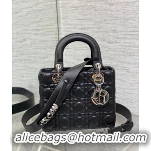 Top Design Dior Small Lady Dior My ABCDior Bag in Cannage Lambskin CD8028 Black/Silver 2023