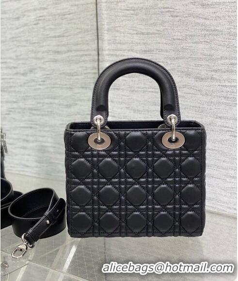 Top Design Dior Small Lady Dior My ABCDior Bag in Cannage Lambskin CD8028 Black/Silver 2023