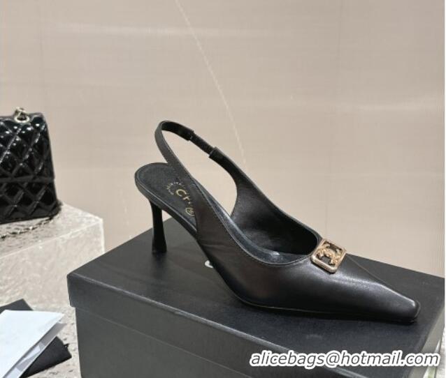 Good Looking Chanel Calfskin Slingback Pumps with Framed CC Black 323051