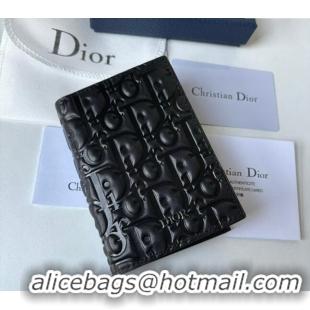 Top Quality Dior Men's Bi-Fold Card Holder Wallet in Dior Gravity Leather CD8048 Black 2023