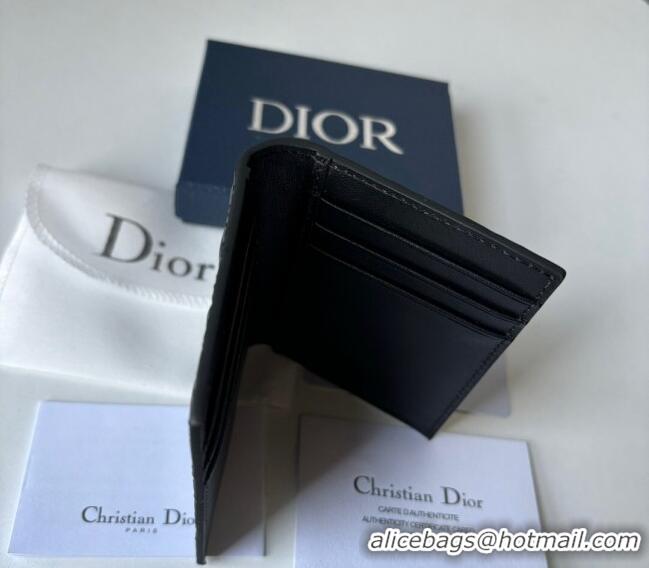 Top Quality Dior Men's Bi-Fold Card Holder Wallet in Dior Gravity Leather CD8048 Black 2023