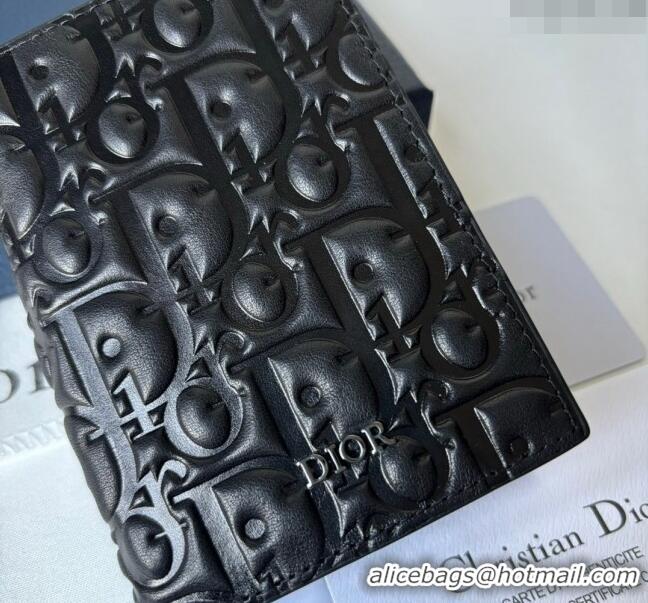 Top Quality Dior Men's Bi-Fold Card Holder Wallet in Dior Gravity Leather CD8048 Black 2023