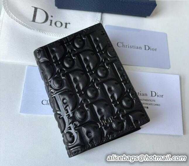 Top Quality Dior Men's Bi-Fold Card Holder Wallet in Dior Gravity Leather CD8048 Black 2023