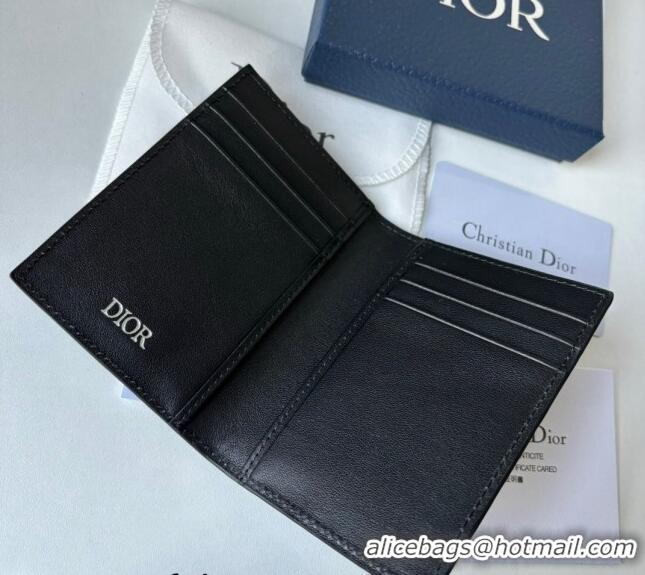 Top Quality Dior Men's Bi-Fold Card Holder Wallet in Dior Gravity Leather CD8048 Black 2023