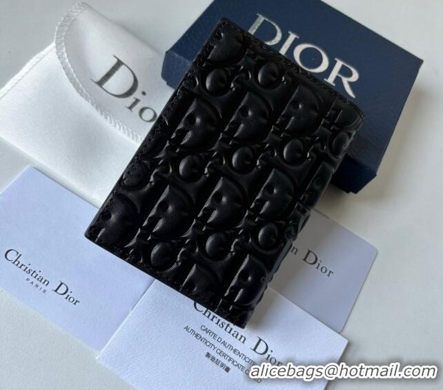 Top Quality Dior Men's Bi-Fold Card Holder Wallet in Dior Gravity Leather CD8048 Black 2023