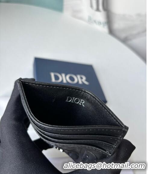 Famous Brand Dior Men's Card Holder Wallet in Dior Gravity Calf Leather CD8049 Black 2023