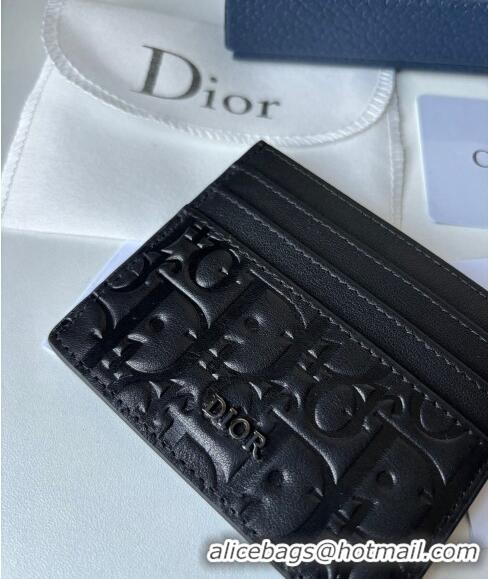 Famous Brand Dior Men's Card Holder Wallet in Dior Gravity Calf Leather CD8049 Black 2023