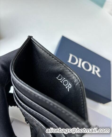 Famous Brand Dior Men's Card Holder Wallet in Dior Gravity Calf Leather CD8049 Black 2023